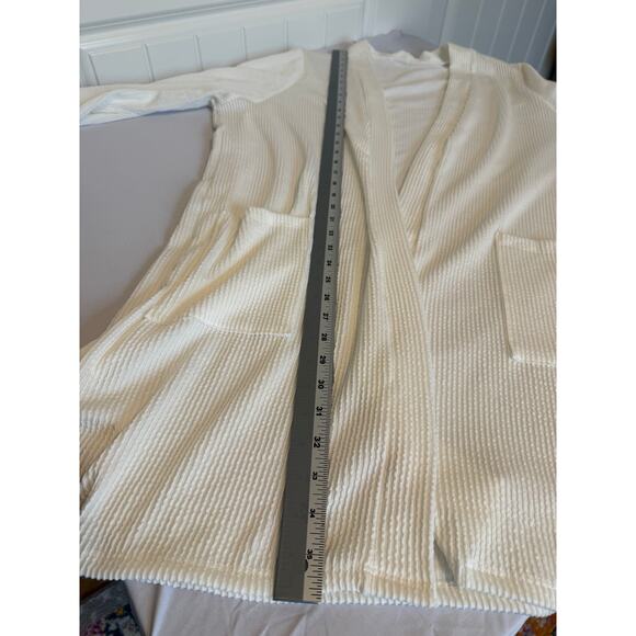 Womens Plus 1X Chic Lagenlook Ribbed Open Front Long Sleeve Longline Cardigan - Picture 8 of 10